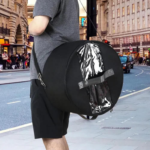 Miniatura 9 de LITLANDSTAR Organizador para mujeres y hombres, caja de almacenamiento redonda, contenedor de fieltro portátil, plegable, con tapa a prueba de Negro