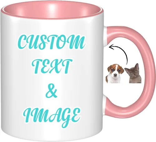 Miniatura 10 de Tazas de café con foto personalizadas, 11 onzas, tazas personalizadas con nombre de imagen/texto, regalos personalizados para el día de San Negro
