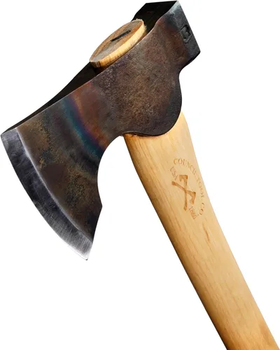 Miniatura 3 de COUNCIL TOOL Wood-Craft Hacha Talladora de Campamento - Hacha de Bushcraft de 1.7 libras con Mango de Hickory Curvado de 16" y Funda de Cuero