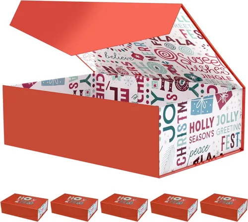 Miniatura 36 de BLK&WH Caja de regalo de 9 x 6.5 x 3.8 pulgadas, caja de regalo negra, caja de padrino, caja plegable con tapa de cierre magnético para embalaje