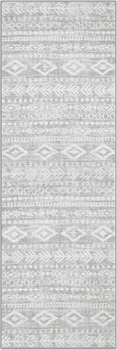 Miniatura 9 de Lahome Alfombra de pasillo gris de granja, de pelo bajo, lavable, de 2 x 6 pies, alfombra para pasillo de lavandería, antideslizante, estampado