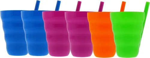 Arrow Home Products Sip A Cup con popote integrado, 10 onzas, paquete de 6 vasos con popote sin BPA para niños, ideal para uso diario, fabricado en