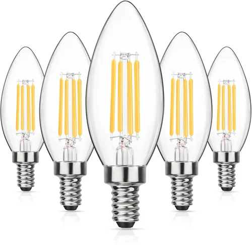 MAXvolador Bombillas LED de candelabro E12 regulables equivalentes a 60 W, blanco suave 3000 K, bombilla LED de araña de 600 lúmenes, bombillas de