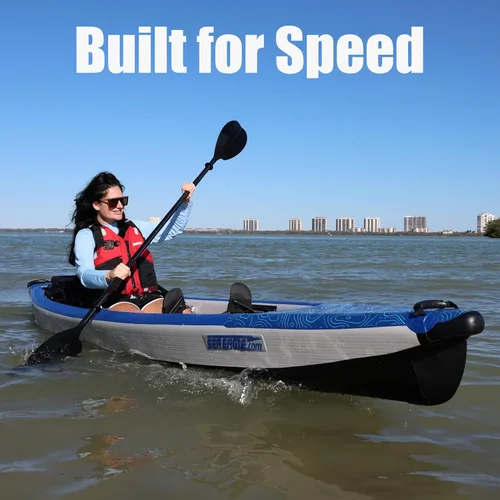 Miniatura 3 de Sea Eagle RazorLite Kayak inflable – Ligero, punto caído, kayak de turismo de alta velocidad – Solo o en tándem – Asiento trasero alto, remo (s)
