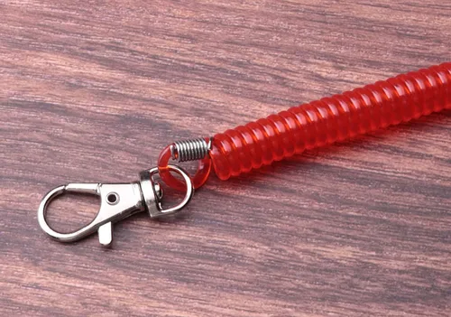 Miniatura 6 de sowaka 3 unids espiral retráctil bobina de resorte llavero con llavero Metal langosta cierre cordón herramienta alambre seguridad Negro