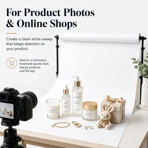 Miniatura 2 de Yizhily Fondo fotográfico sin costuras de papel para sesión de fotos, blanco ártico, 53'' x 16.5