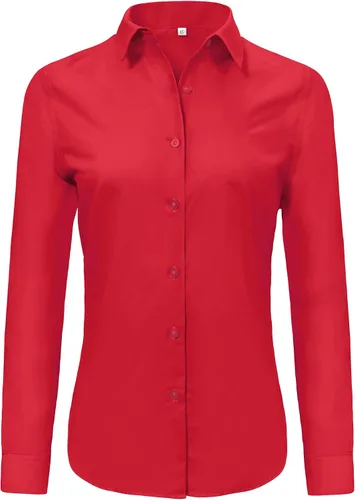 Miniatura 7 de Ruisin - Camisas supersuaves sin arrugas y con botones para mujer, unicolor, manga larga, diseño a rayas, estilo formal, blusa de vestir