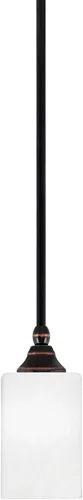 Miniatura 92 de Toltec Lighting Tallo Colgado Mini colgante, acabado de cobre negro, 3.5" cuadrado humo burbuja vidrio