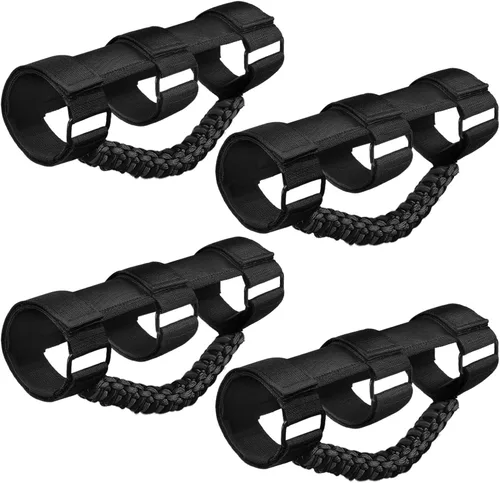 Miniatura 8 de Asas de agarre para barra antivuelco, accesorios para Jeep Wrangler JL JK TJ YJ Gladiator 4XE Rubicon Sahara Unlimited (negro 2 unidades)