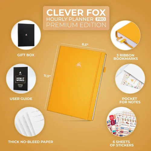 Miniatura 2 de Clever Fox Planificador por Horas Pro Premium – Planificador de Horarios Sin Fecha con Espacios de Tiempo Diarios – Cuaderno Organizador Personal