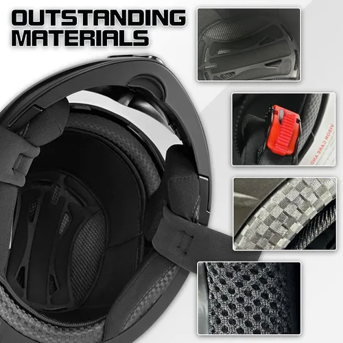 Miniatura 5 de Casco para motocicleta integral, negro mate, con certificación DOT, diseño abatible