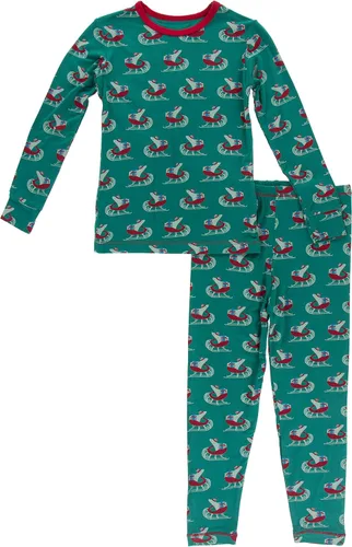 Miniatura 133 de KicKee Pants Conjunto de pijama de manga larga con estampado de piezas