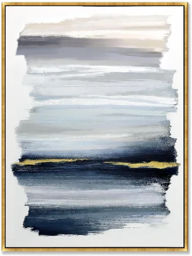 Miniatura 12 de Sofoney - Lienzo abstracto enmarcado en oro negro y dorado, impresiones artísticas 3D texturizadas con pinceladas negras con lámina dorada