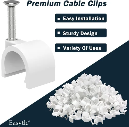 Miniatura 2 de Clips de cable de 0.394 pulgadas para cable de 0.394 in, 100 clips de alambre para altavoces, abrazaderas coaxiales, clavijas de cable Ethernet