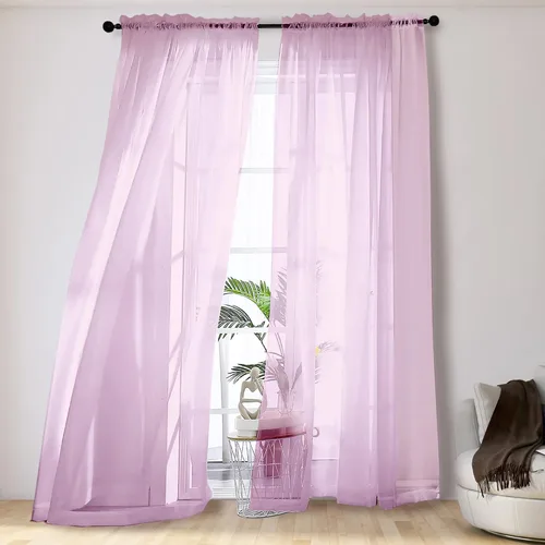 Miniatura 193 de OVZME - Cortinas traslúcidas blancas de 45 pulgadas de largo, 2 paneles, cortinas de gasa con bolsillo para barra para ventanas pequeñas, cada una