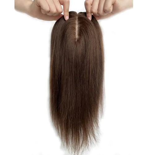 Miniatura 2 de MorningWigs Cubrecabello humano real para mujer, piezas de cabello de 4.7 x 5.1 in, base de seda completa con 3-4 clips para adelgazar el cabello