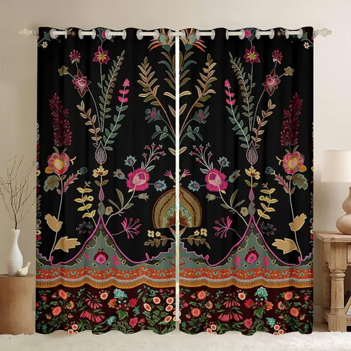 Miniatura 17 de Cortinas y cortinas de damasco turquesa para adultos, cortinas opacas barrocas victorianas antiguas, 2 paneles de 38 pulgadas de ancho x 54 pulgadas
