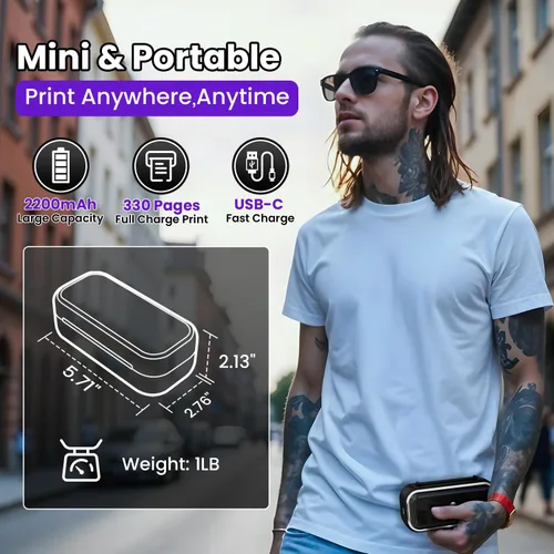Miniatura 7 de Phomemo TP31 - Impresora de plantillas de tatuajes, mini fabricante de tatuajes temporales con 30 piezas de papel de transferencia, máquinas