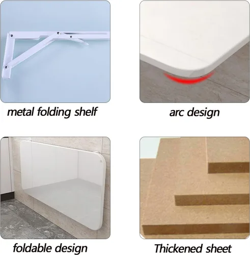 Miniatura 4 de Mesa plegable de hojas colgantes para montar en la pared, mesa plegable de hojas colgantes montada en la pared, mesa plegable resistente para Blanco