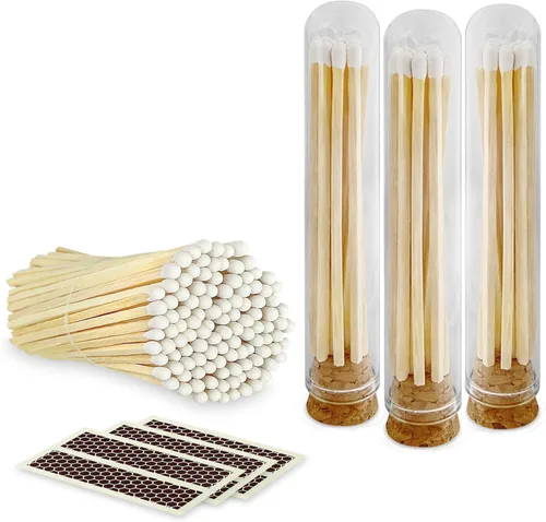 Miniatura 16 de Cerillas blancas de 4 pulgadas + calcomanías de golpeador incluidas 300 fósforos decorativos de seguridad de punta blanca con clase Cerillas