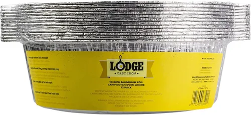 Miniatura 8 de Lodge Revestimiento de horno holandés de papel de aluminio plateado de 12 pulgadas, revestimiento de horno holandés 100% reciclable, fácil limpieza