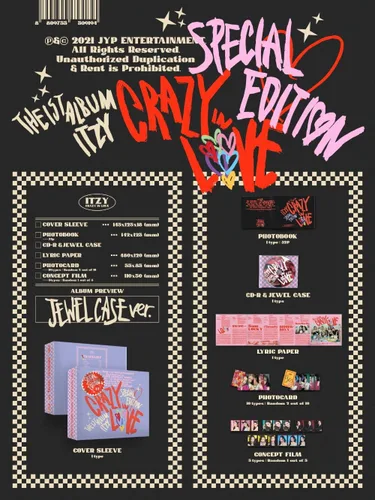 Miniatura 2 de JYP Ent. ITZY - CRAZY IN LOVE Edición Especial (JEWELCASE ver.) Álbum+Juego de tarjetas de fotos extra