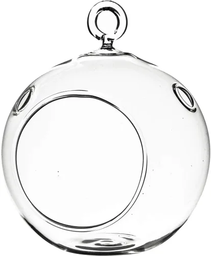 Miniatura 12 de WGV Globo de terrario colgante, ancho 5 pulgadas, altura 6 pulgadas, maceta de aire para suculentas, florero de vidrio transparente con parte