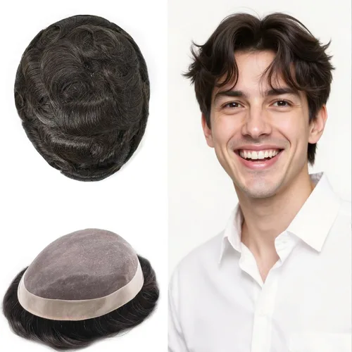 Miniatura 128 de Mens Toupee Hair Piece For Men Fine Mono Men Hair System Toupee For Men Hair Piece Real Human Hair System For Men Protesis Capilar Para Hombre 6x9