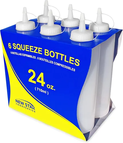 Miniatura 11 de New Star Foodservice 26283 - Botellas exprimibles de plástico, 8 onzas, rojas, paquete de 6