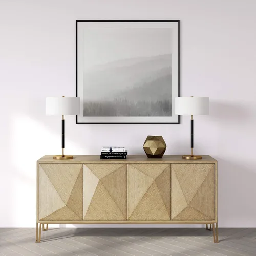 Miniatura 6 de Simone - Lámpara de mesa de 25 pulgadas de alto con 2 bombillas y pantalla de tela en negro/latón/blanco