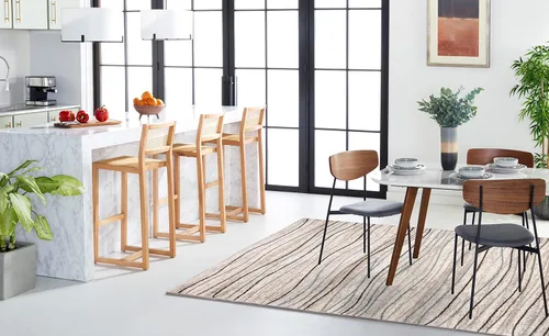 Miniatura 2 de SAFAVIEH Amsterdam Collection AMS111A - Alfombra para pasillo, 2 pies 3 pulgadas x 8 pies, color crema y beige, diseño moderno de ondas a rayas,