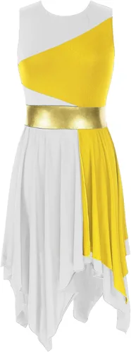Miniatura 13 de easyforever Vestido de baile sin mangas con bloques de color para mujer, alabanza litúrgica, ropa de baile lírico, vestido de bata de adoración