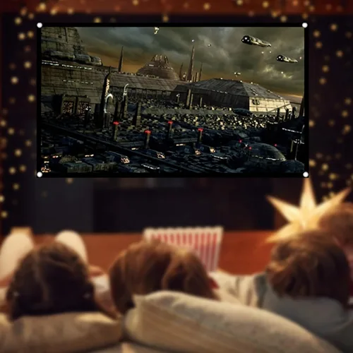 Miniatura 6 de Pissente Pantalla de proyector portátil, cortina de proyección HD plegable 16:9 con agujeros de perforación para cine en casa, películas al aire