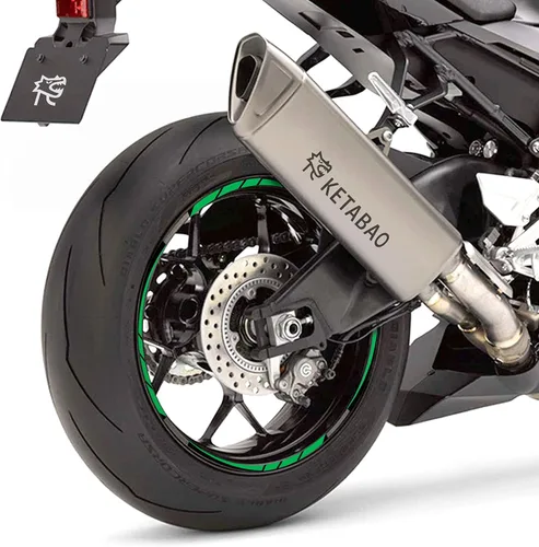 Miniatura 12 de KETABAO Calcomanías adhesivas de llanta de 17 pulgadas a rayas S01 compatibles con YZF R6 R1 MT 03 125 09 07 10 Tracer 700 FZ25 (azul)