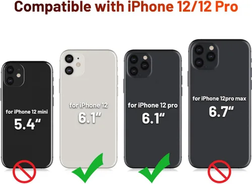 Miniatura 2 de OCASE Compatible con Funda iPhone 12/Compatible con Funda Billetera iPhone 12 Pro, Funda de Cuero PU con Tapa y Portadores de Tarjetas con Bloqueo