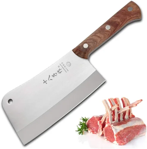 SHI BA ZI ZUO Cuchilla de Carnicero Pesada de Alta Resistencia para Picar Huesos, Cuchillo de Cocina Resistente
