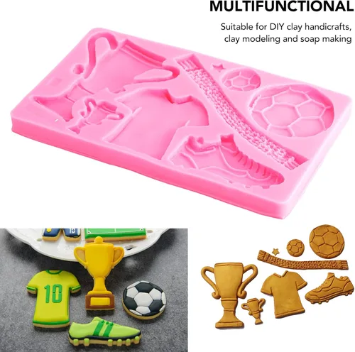 Miniatura 4 de Topyond Molde de chocolate para fútbol, mini Copa del Mundo de Fútbol, moldes de silicona para pastel temático, moldes de fondant de silicona