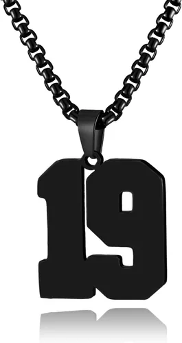 Miniatura 27 de Collar de Número Dorado para Hombre, Cadena de Acero Inoxidable con Colgante de Número para Atletas, Joyería Deportiva Personalizada para Niños