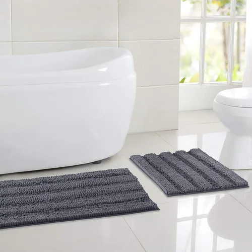 Miniatura 9 de NICETOWN Tapete negro para baño, antideslizante, suave, absorbente de agua, tapete de bajo perfil para entrada, tapete para vestíbulo, puerta