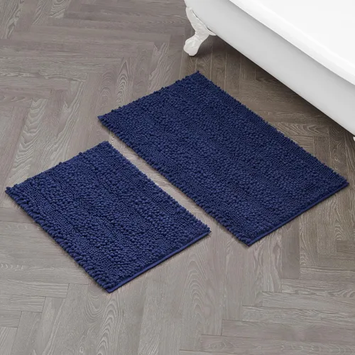 Miniatura 41 de Laura Ashley Tapete de baño de chenilla Astor 100% poliéster Decoración de baño premium Lavable a máquina Respaldo TPR Mide 17 x 24 Aqua