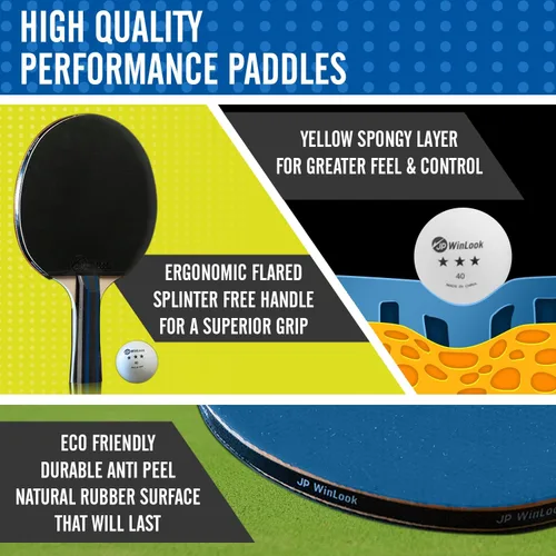 Miniatura 3 de JP WinLook Juego de palas de ping pong, juego de paletas de tenis de mesa portátil con palas de ping pong, estuche profesional y pelotas de ping