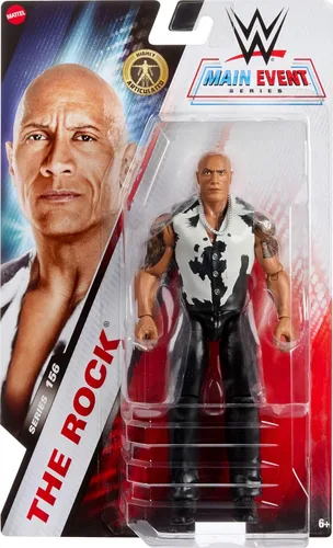 Miniatura 2 de Mattel WWE The Rock Figura de acción, Main Event Series #156, Superestrella coleccionable de 6 pulgadas con 14 puntos de articulación y aspecto