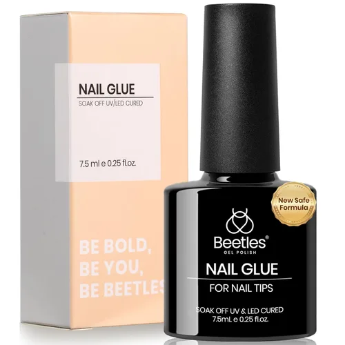 beetles Gel Polish Pegamento para uñas de gel 9 en 1 para puntas de uñas acrílicas transparentes, pegamento para uñas con brocha súper fuerte de