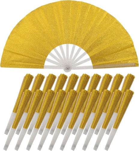 Miniatura 33 de 10 ventiladores plegables grandes de mano para hombres y mujeres, abanicos decorativos plegables, accesorios rave, utilizado para bailes, fiestas