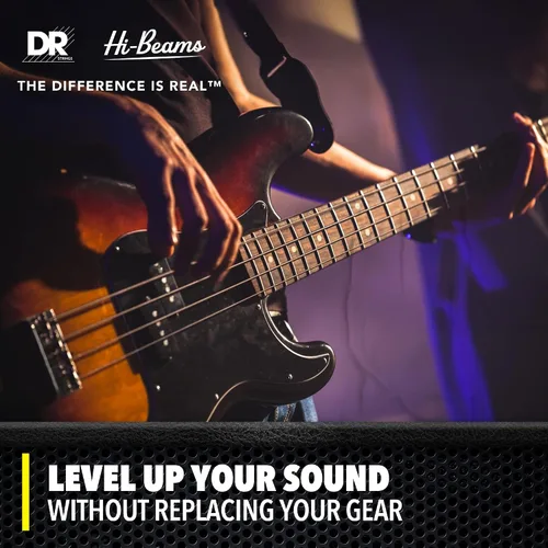 Miniatura 2 de DR Strings - Hi-Beams - Juego de cuerdas para bajo de 4 cuerdas - Mediano 45-105 - Núcleo redondo de acero inoxidable - Accesorios para bajo (MR-45)