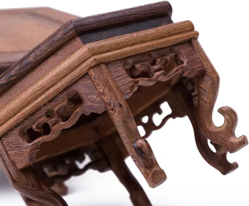 Miniatura 2 de Hermosa mano artesanal hexagonal palisandro oriental Fishbowl jarrón soporte 4.5
