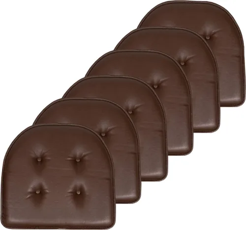 Miniatura 18 de Sweet Home Collection - Cojín de espuma viscoelástica para silla con capitoné, antideslizante, parte trasera de goma, en forma de U, 17 x 16 Piel