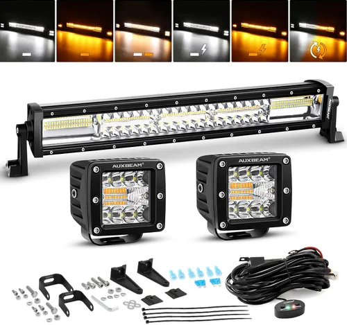 Miniatura 22 de Auxbeam Barra de luz LED de 3 pulgadas, 72 W, color ámbar/blanco, luces de conducción todoterreno para camión, SUV, barco, 4x4, Jeep Wrangler