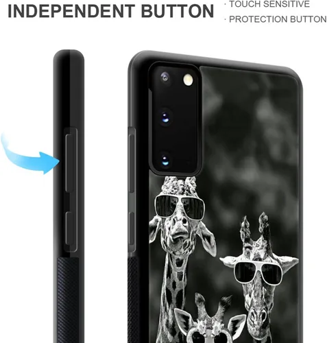 Miniatura 4 de CARLOCA Funda compatible con Samsung Galaxy S20, familia de jirafas divertidas en blanco y negro, para niñas y mujeres, diseño gráfico de moda, a