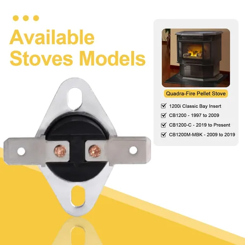 Miniatura 2 de SRV230-0900 Interruptor de límite alto para estufas de pellets Quadra-Fire Classic Bay 1200i y CB1200. Termodisco de sensor de seguridad de disco